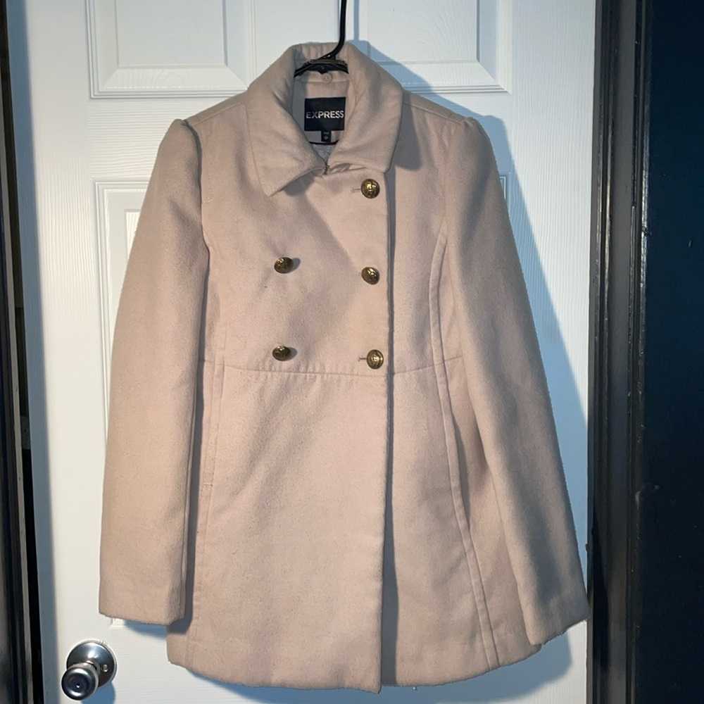 Express Pea Coat Double Breasted - Beige Women’s XS